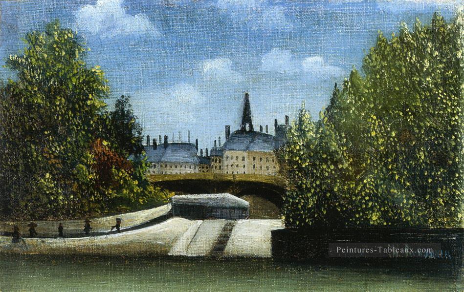 l Ile de la cite 1900 Henri Rousseau post impressionnisme Naive primitivisme Peintures à l'huile
